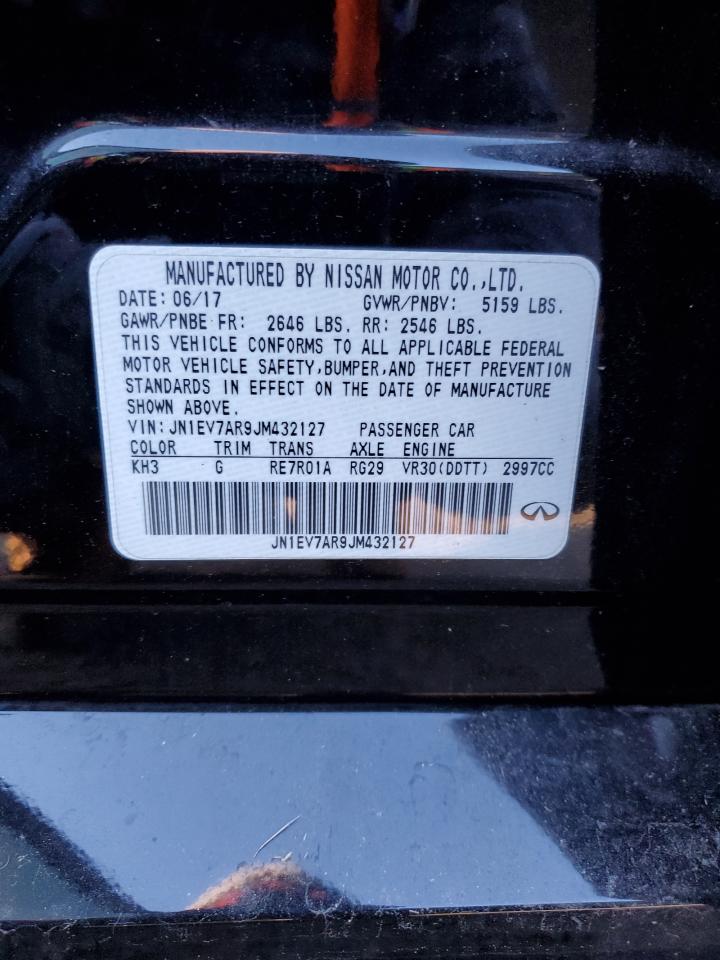 2018 Infiniti Q50 VIN JN1EV7AR9JM432127 Copart auction photo, side / all over damage thumbnail 12