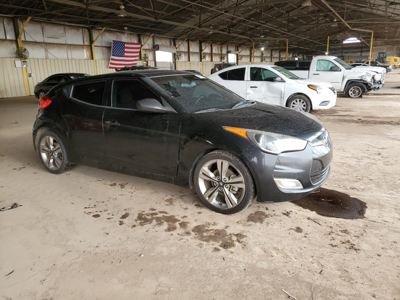 2017 Hyundai Veloster VIN KMHTC6AD1HU319500 Copart auction photo, front end / side damage thumbnail 4