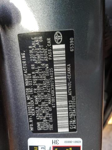 2009 Toyota Camry VIN 4T1BE46K39U794035 Copart auction photo, side damage thumbnail 12