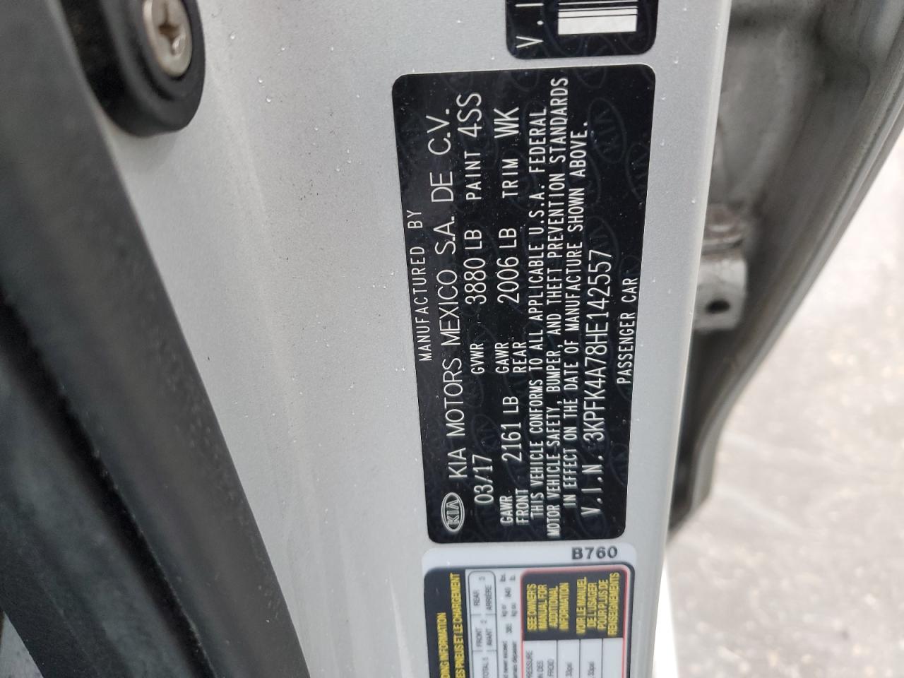 2017 KIA Forte VIN 3KPFK4A78HE142557 Copart auction photo, rear end / front end damage thumbnail 12