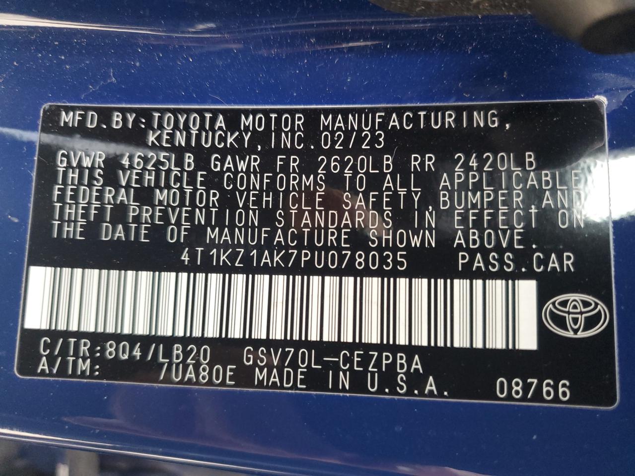 2023 Toyota Camry VIN 4T1KZ1AK7PU078035 Copart auction photo, all over damage thumbnail 13