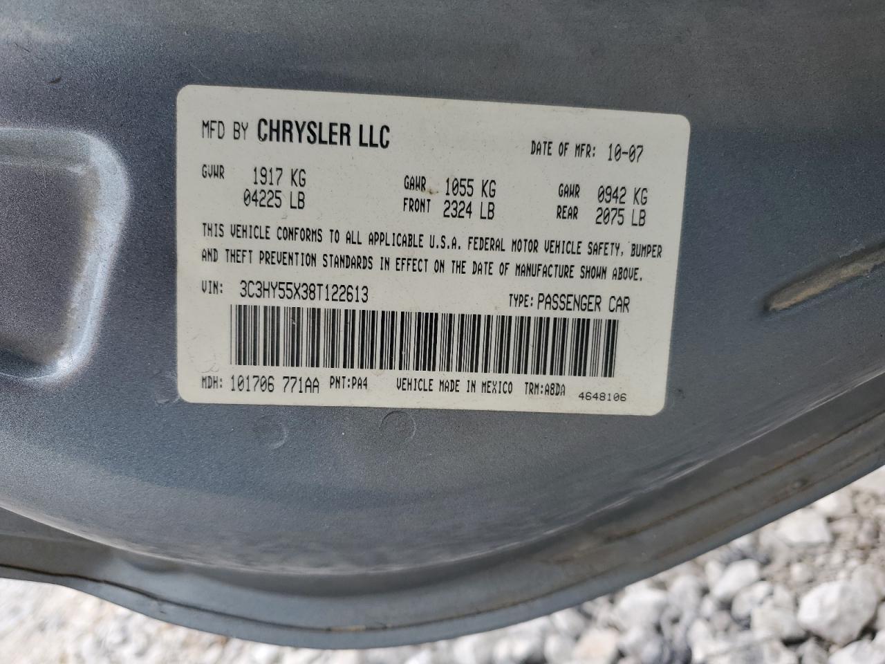 2008 Chrysler PT Cruiser VIN 3C3HY55X38T122613 Copart auction photo, all over damage thumbnail 12