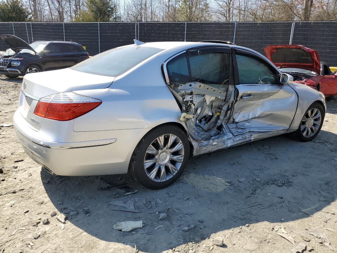 2009 Hyundai Genesis VIN KMHGC46E59U039345 Copart auction photo, side damage thumbnail 3