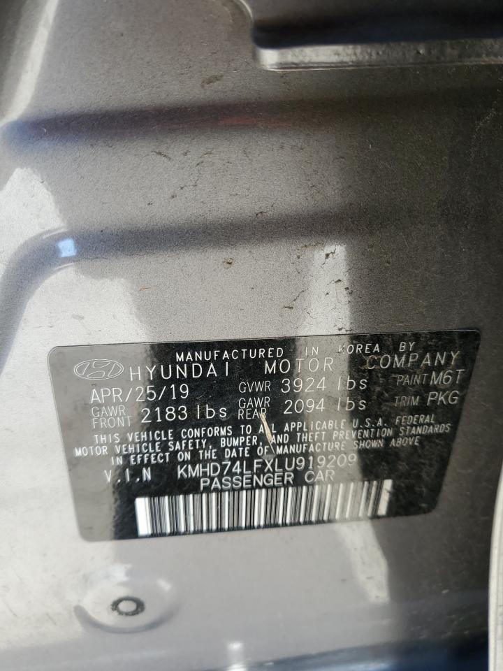 2020 Hyundai Elantra VIN KMHD74LFXLU919209 Copart auction photo, rear end / front end damage thumbnail 12