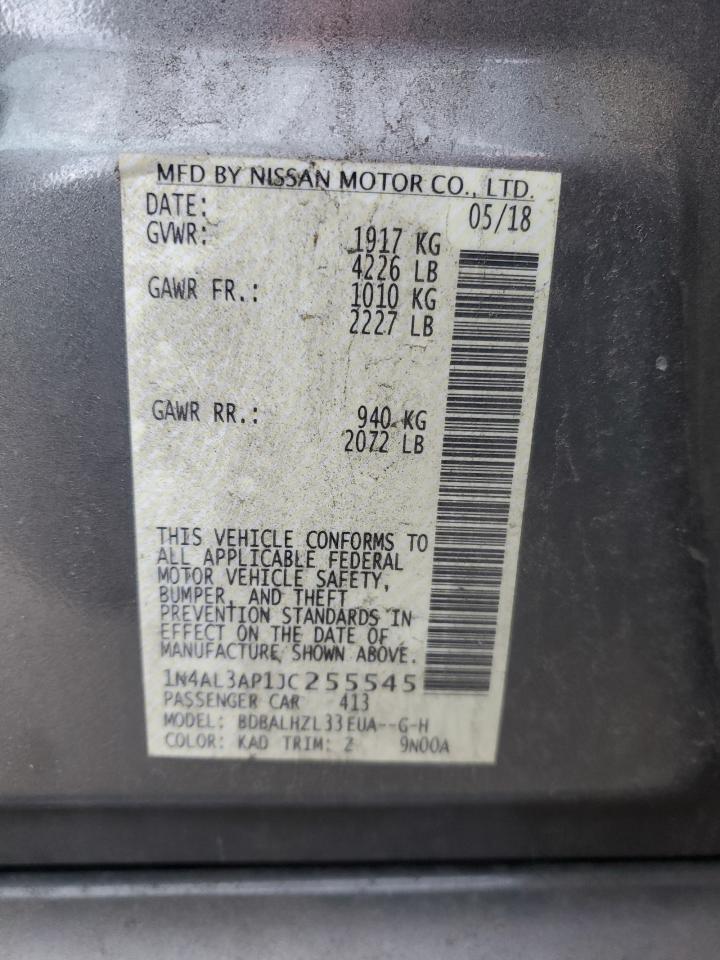 2018 Nissan Altima VIN 1N4AL3AP1JC255545 Copart auction photo, front end damage thumbnail 14