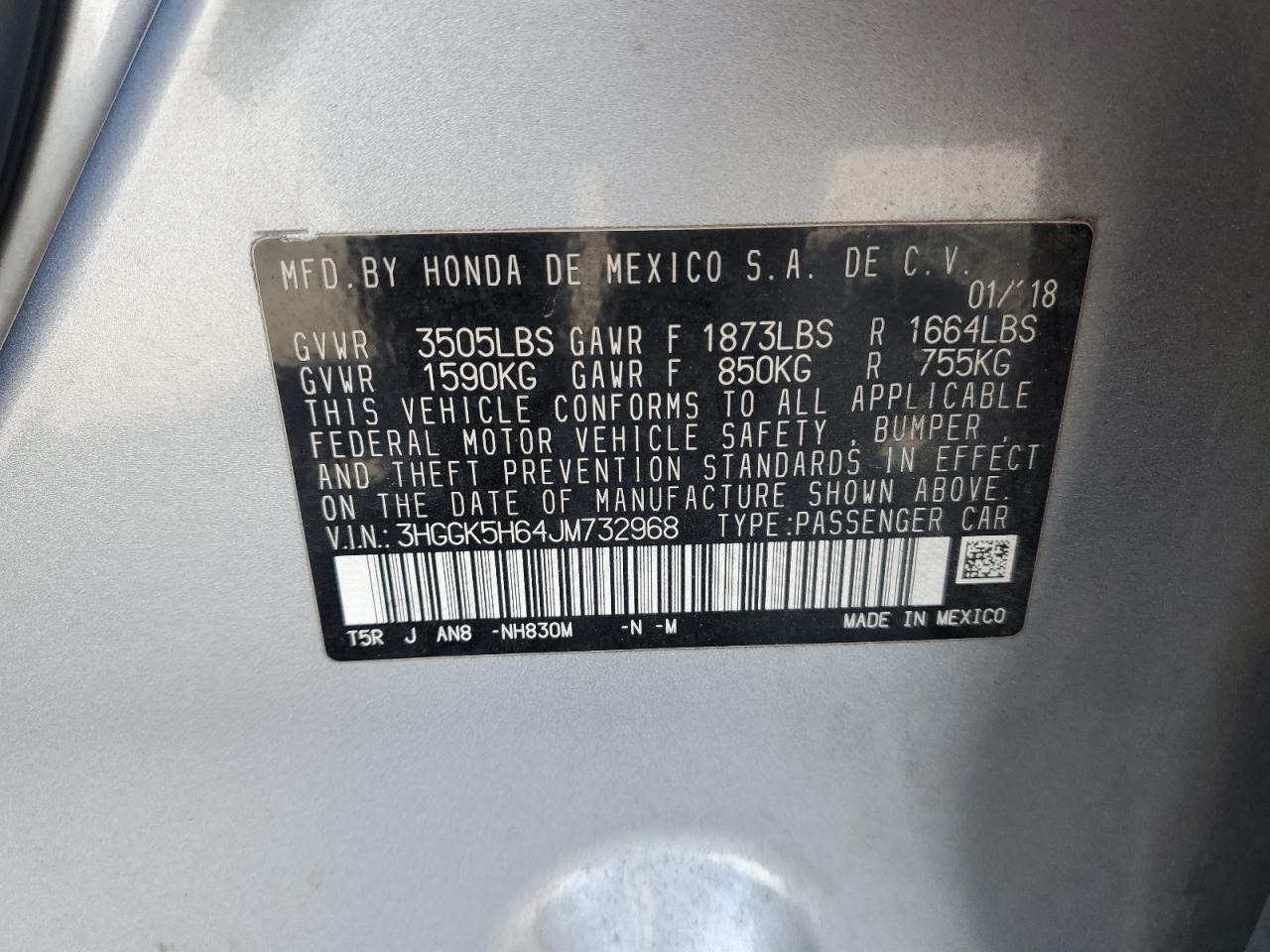 2018 Honda Fit VIN 3HGGK5H64JM732968 Copart auction photo, vandalism damage thumbnail 14