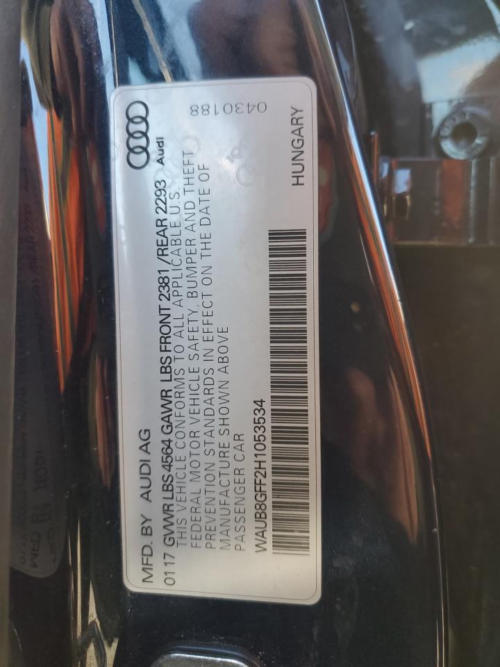 2017 Audi A3 VIN WAUB8GFF2H1053534 Copart auction photo, undercarriage / minor dent/scratches damage thumbnail 13