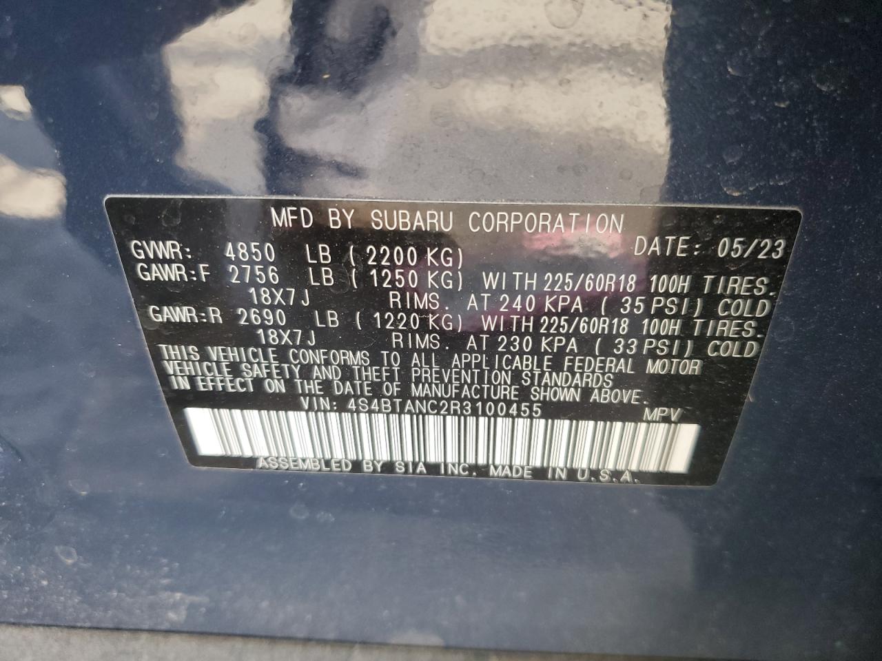 2024 Subaru Outback VIN 4S4BTANC2R3100455 Copart auction photo, front end / minor dent/scratches damage thumbnail 12