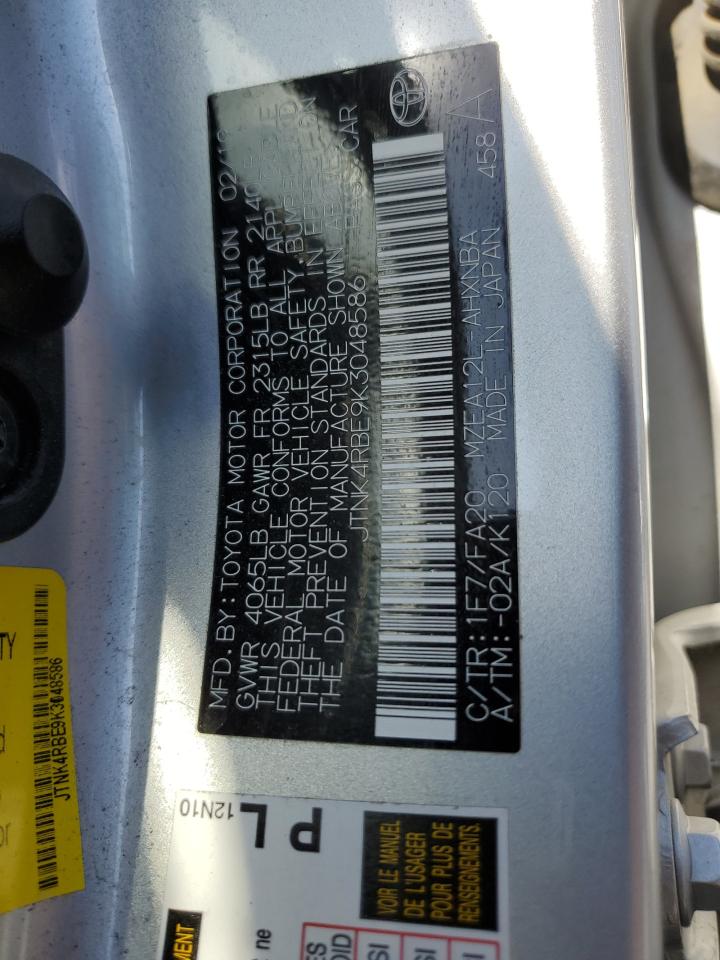 2019 Toyota Corolla VIN JTNK4RBE9K3048586 Copart auction photo, front end damage thumbnail 12