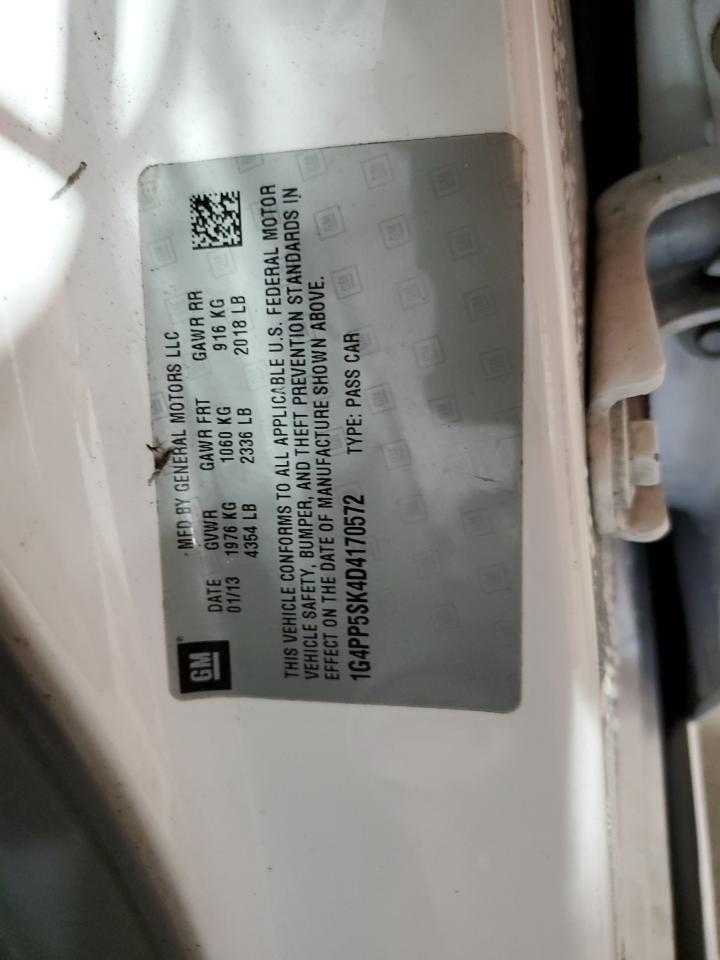 2013 Buick Verano VIN 1G4PP5SK4D4170572 Copart auction photo, rear end / side damage thumbnail 12