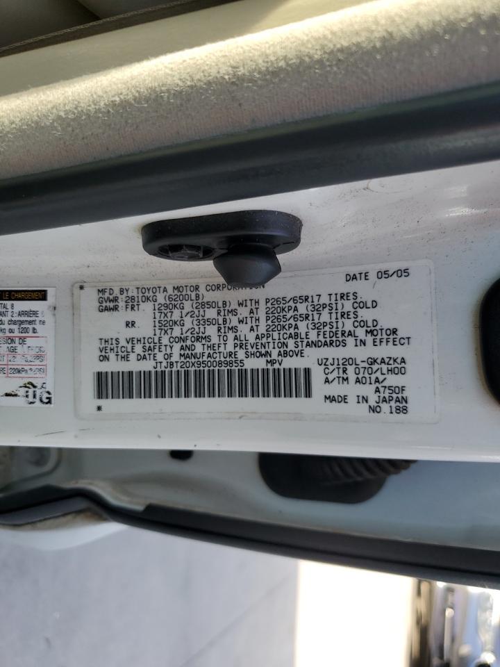 2005 Lexus GX VIN JTJBT20X950089855 Copart auction photo, all over damage thumbnail 13