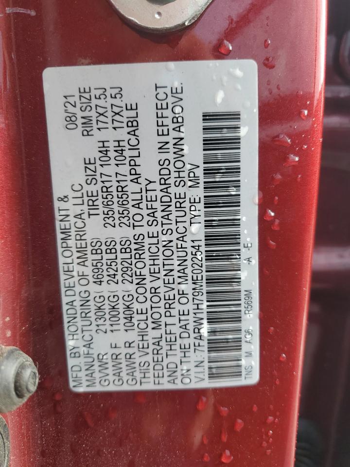 2021 Honda CR-V VIN 7FARW1H79ME022541 Copart auction photo, front end damage thumbnail 14