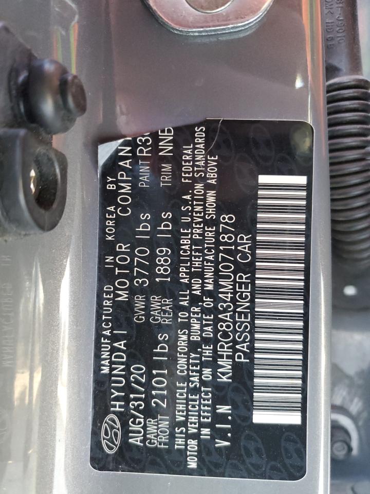 2021 Hyundai Venue VIN KMHRC8A34MU071878 Copart auction photo, side / minor dent/scratches damage thumbnail 12