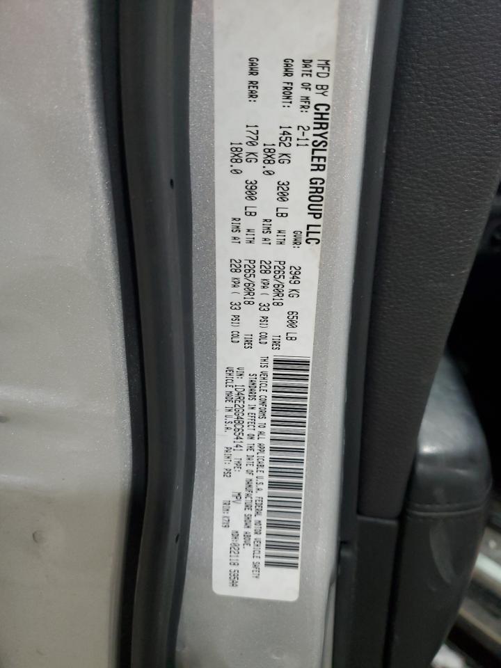 2011 Dodge Durango VIN 1D4RE2GG4BC654141 Copart auction photo, front end damage thumbnail 13