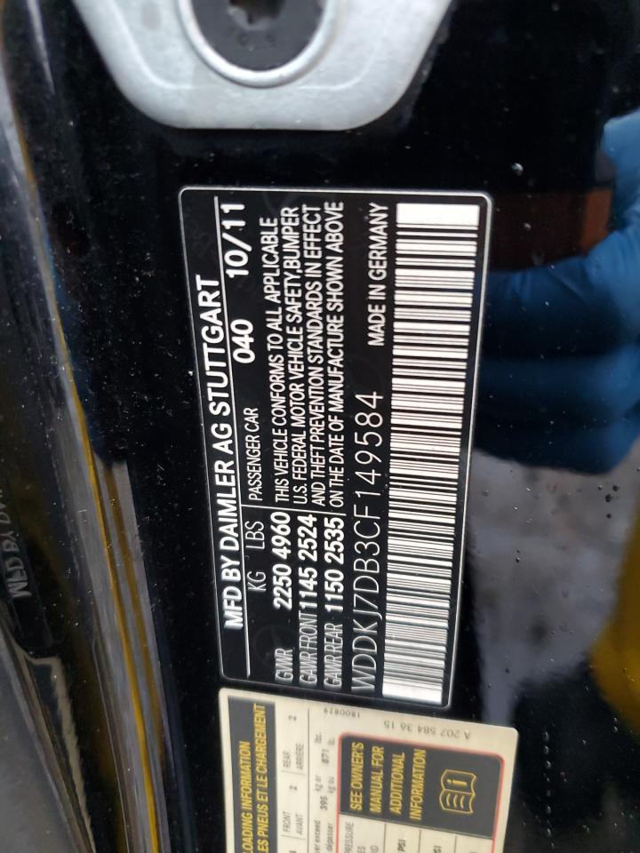 2012 Mercedes-Benz E-klasse VIN WDDKJ7DB3CF149584 Copart auction photo, minor dent/scratches damage thumbnail 12