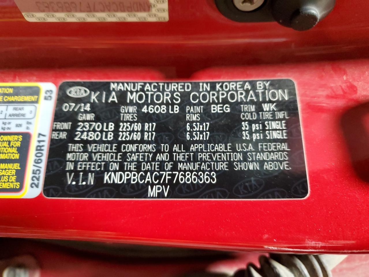 2015 KIA Sportage VIN KNDPBCAC7F7686363 Copart auction photo, undercarriage / mechanical damage thumbnail 16