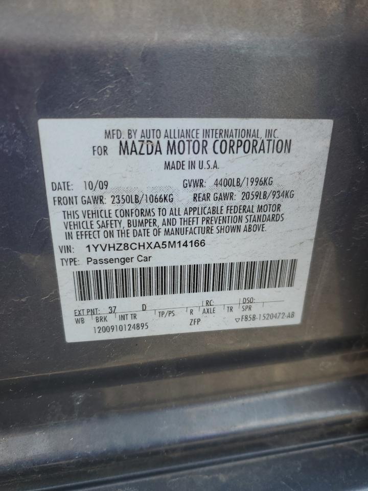 2010 Mazda 6 VIN 1YVHZ8CHXA5M14166 Copart auction photo, front end damage thumbnail 12