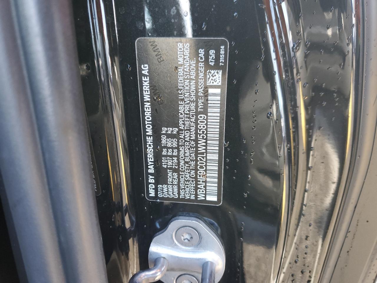 2020 BMW Z4 VIN WBAHF9C02LWW55809 Copart auction photo, front end / minor dent/scratches damage thumbnail 13