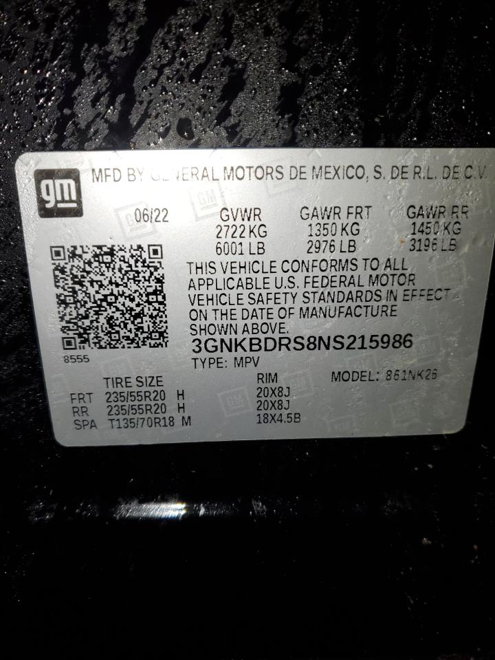 2022 Chevrolet Blazer VIN 3GNKBDRS8NS215986 Copart auction photo, front end damage thumbnail 13