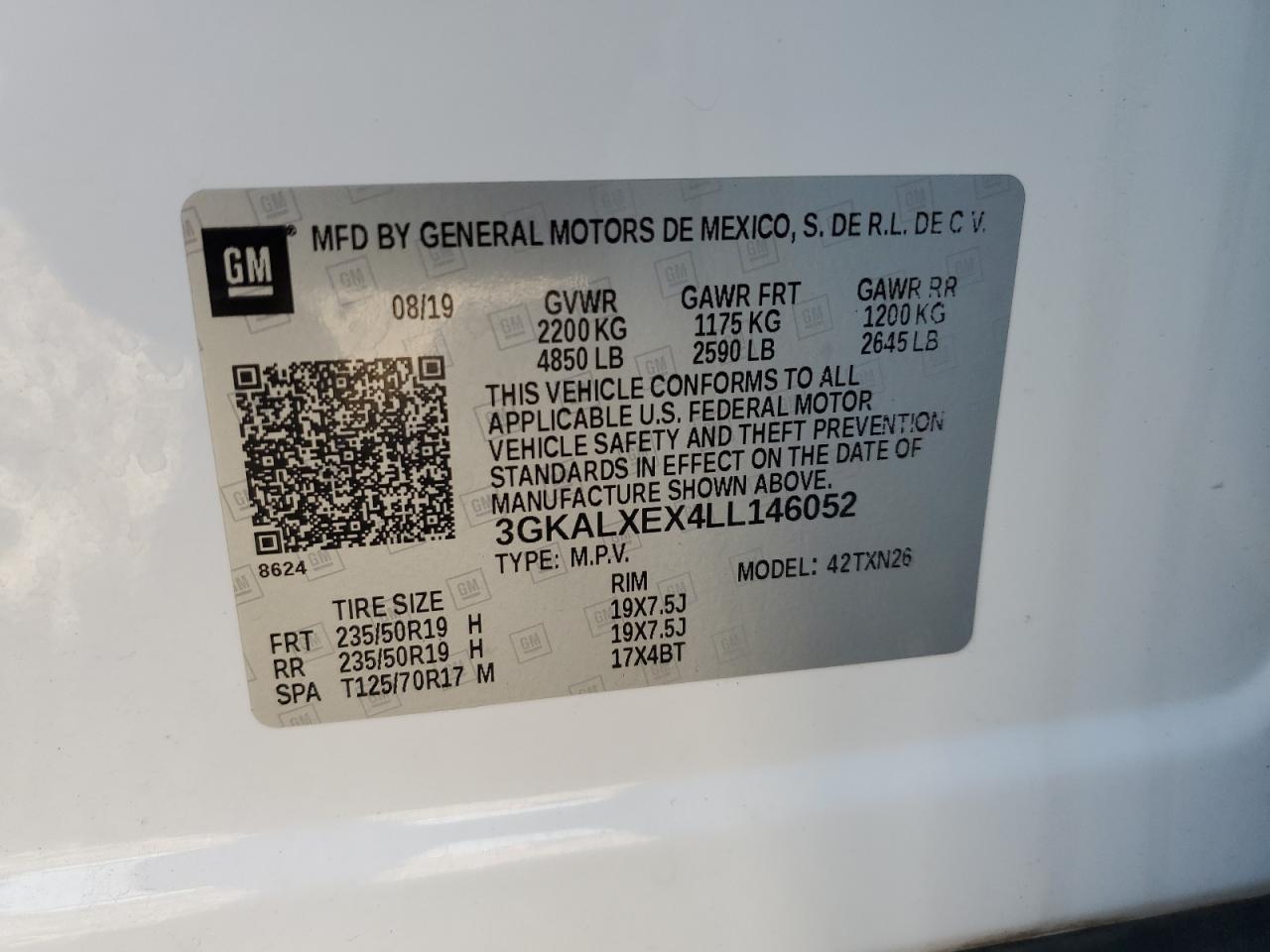 2020 GMC Terrain VIN 3GKALXEX4LL146052 Copart auction photo, front end damage thumbnail 13