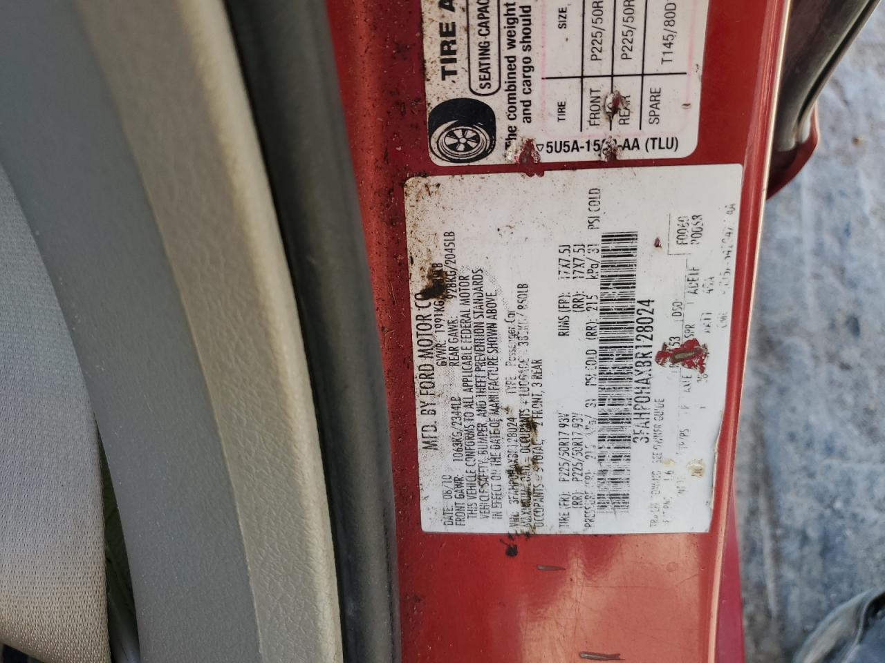 2011 Ford Fusion VIN 3FAHP0HAXBR128024 Copart auction photo, front end damage thumbnail 13
