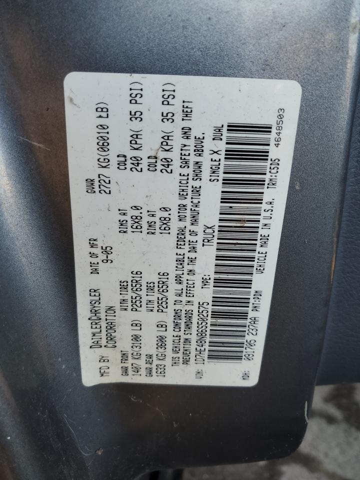2006 Dodge Dakota VIN 1D7HE48N86S502575 Copart auction photo, minor dent/scratches damage thumbnail 12