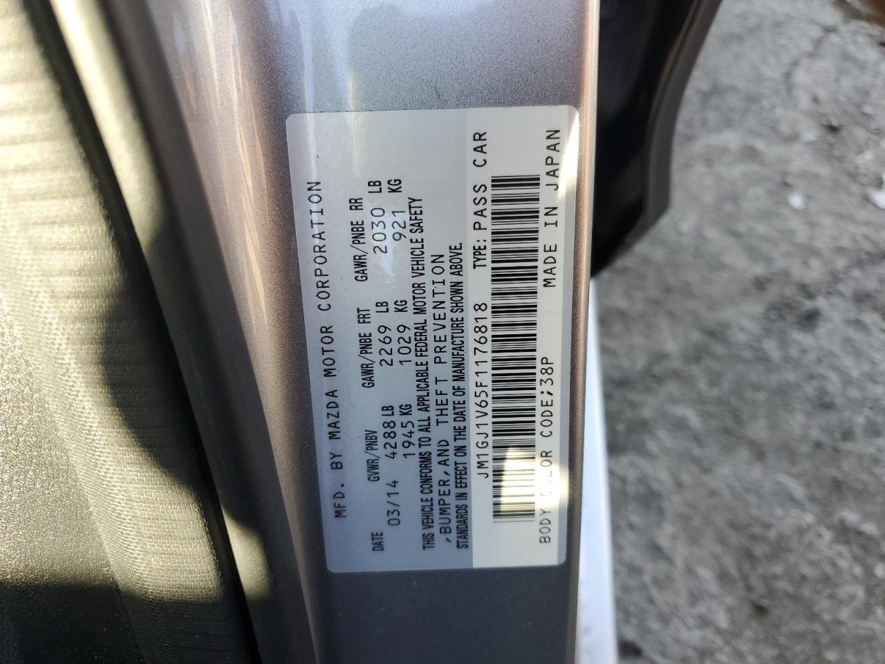 2015 Mazda 6 VIN JM1GJ1V65F1176818 Copart auction photo, front end / side damage thumbnail 14
