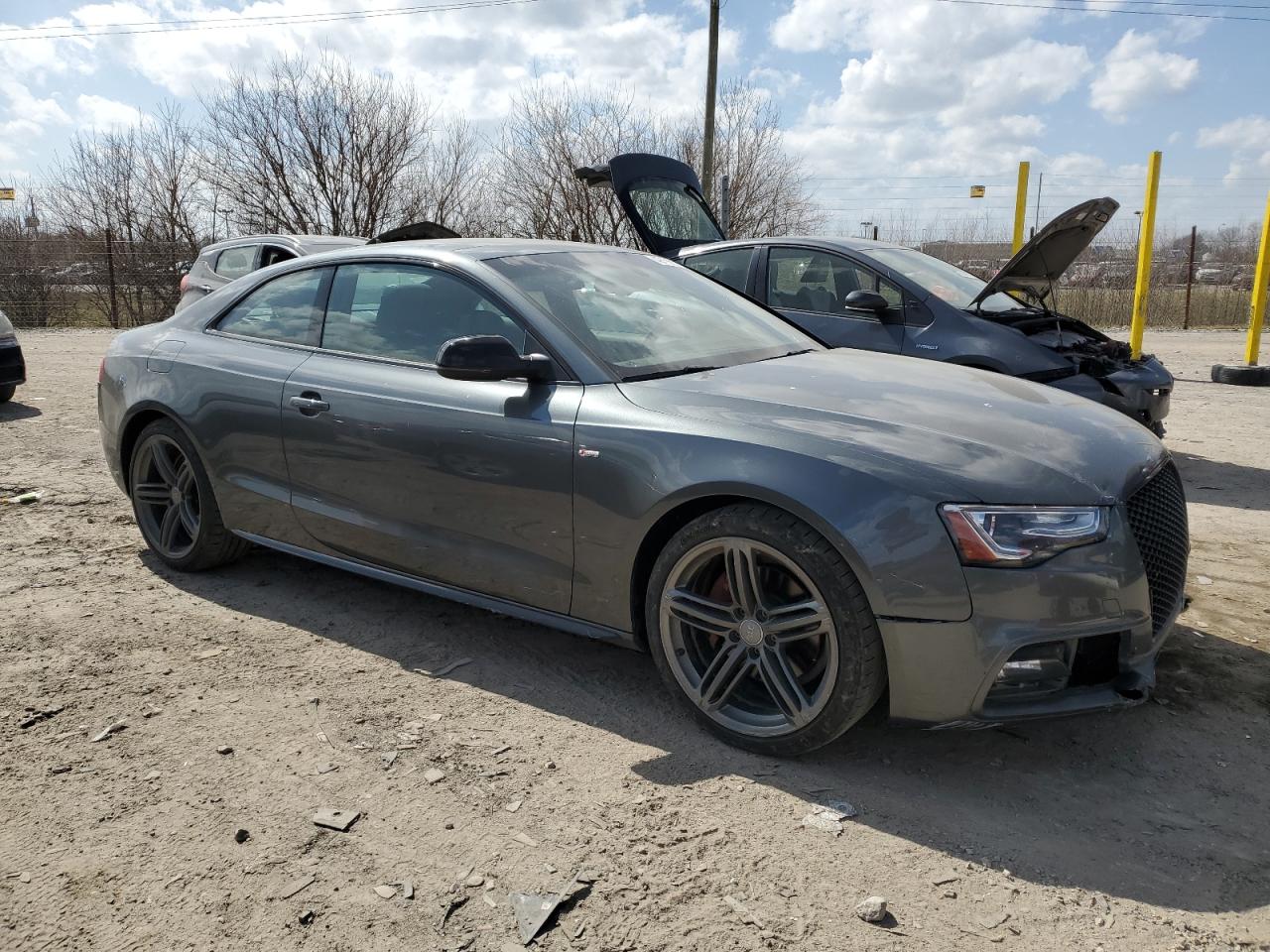 2014 Audi A5 VIN WAUMFAFR7EA055877 Copart auction photo, undercarriage / front end damage thumbnail 4