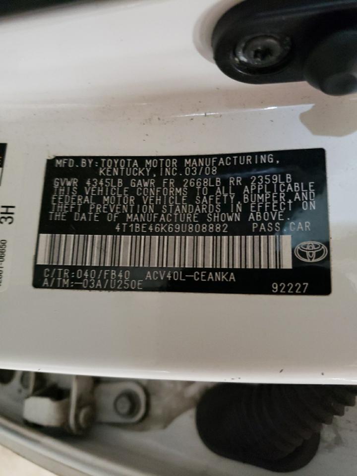2009 Toyota Camry VIN 4T1BE46K69U808882 Copart auction photo, rear end damage thumbnail 12
