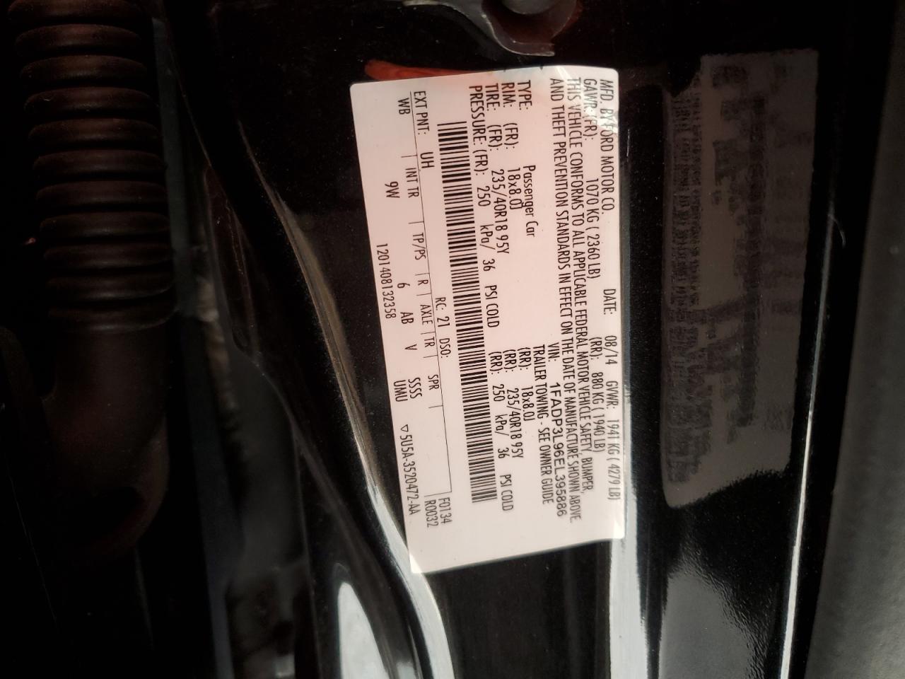 2014 Ford Focus VIN 1FADP3L96EL395886 Copart auction photo, front end damage thumbnail 12