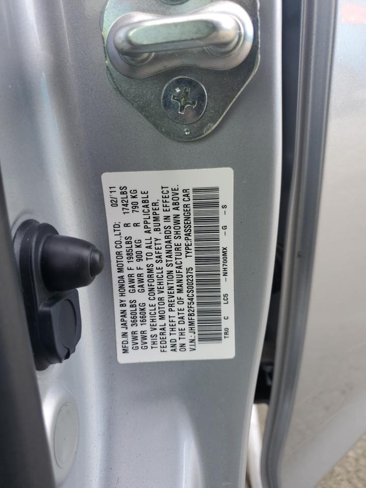 2012 Honda Civic VIN JHMFB2F54CS002375 Copart auction photo, front end / minor dent/scratches damage thumbnail 13
