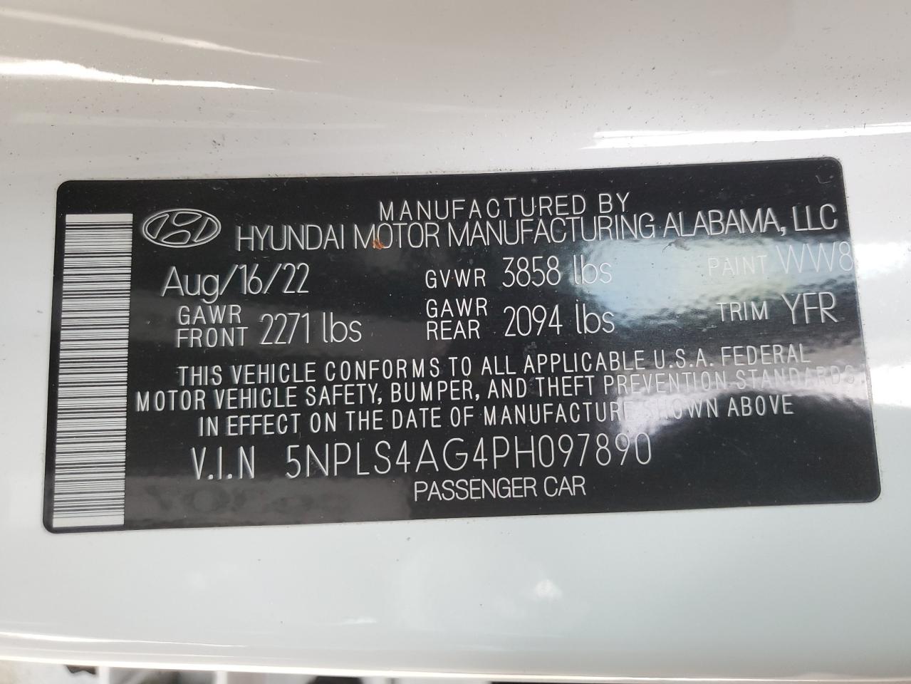 2023 Hyundai Elantra VIN 5NPLS4AG4PH097890 Copart auction photo, front end / minor dent/scratches damage thumbnail 13