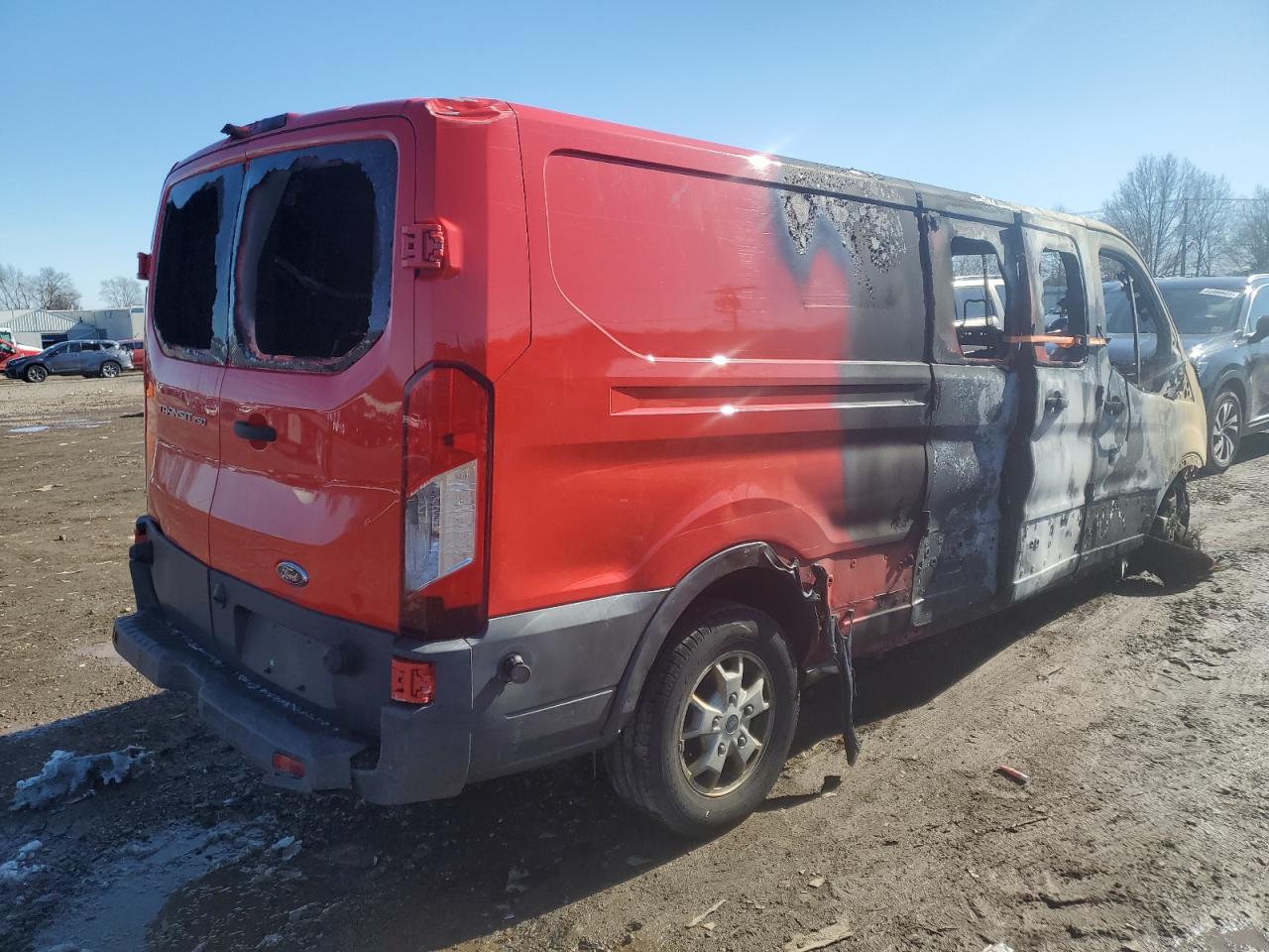 2016 Ford Transit VIN 1FTYR2ZM7GKA32341 Copart auction photo, burn damage thumbnail 3