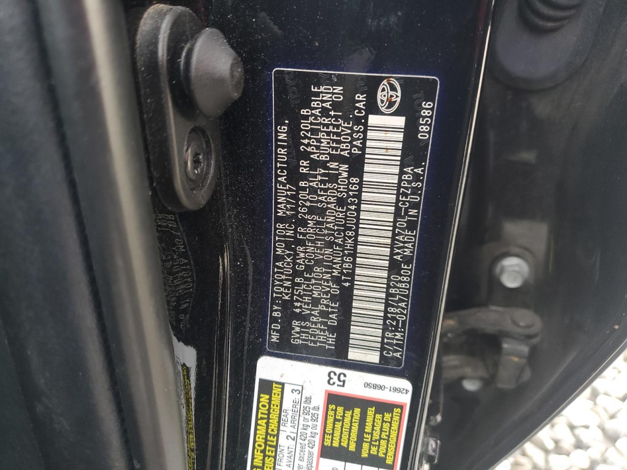 2018 Toyota Camry VIN 4T1B61HK8JU043168 Copart auction photo, rollover damage thumbnail 13