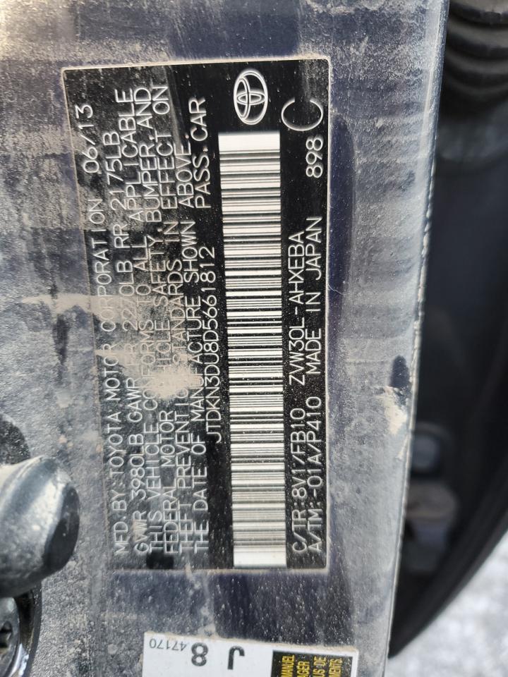 2013 Toyota Prius VIN JTDKN3DU8D5661812 Copart auction photo, water/flood damage thumbnail 14