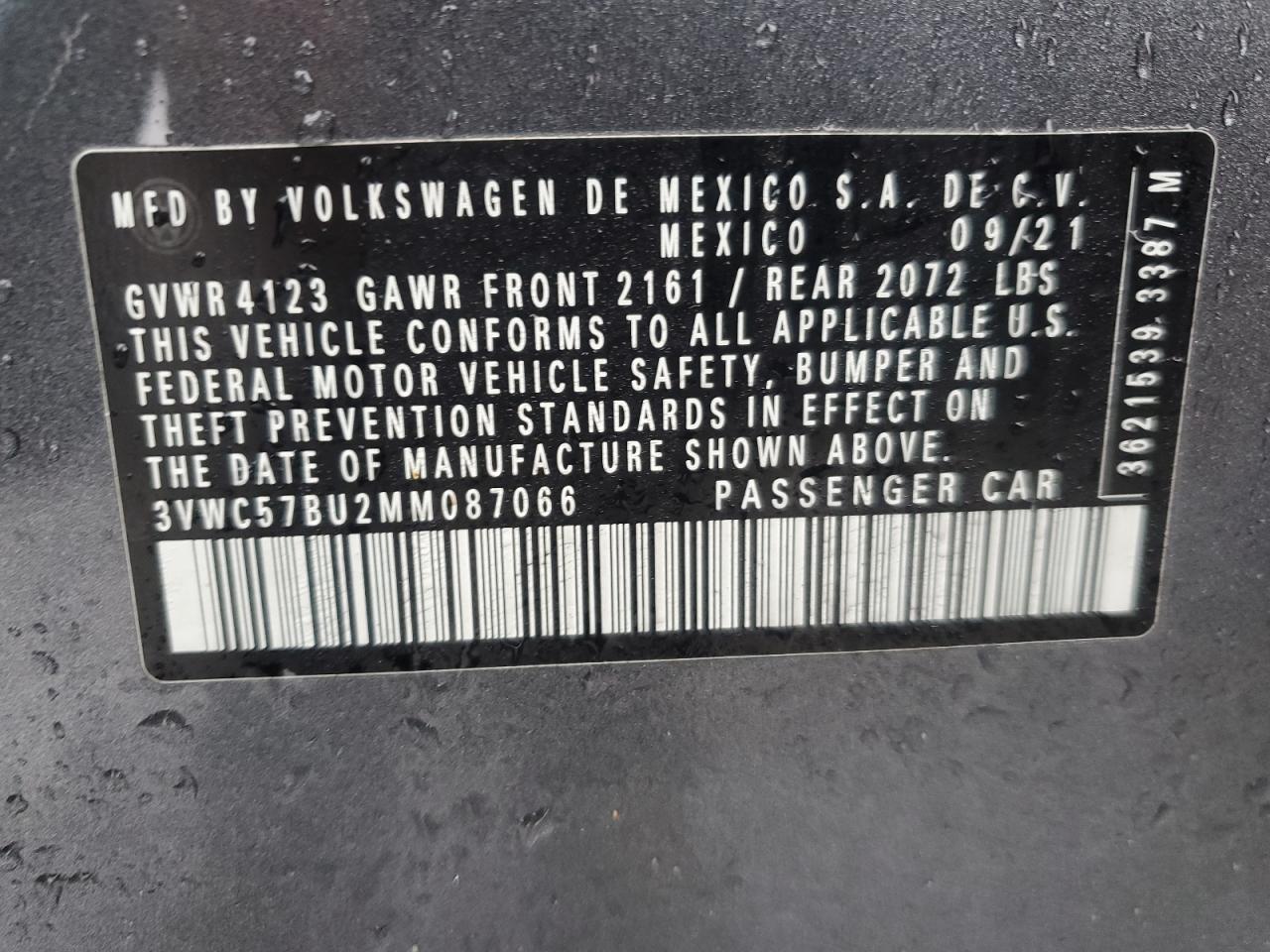 2021 Volkswagen Jetta VIN 3VWC57BU2MM087066 Copart auction photo, front end / minor dent/scratches damage thumbnail 14