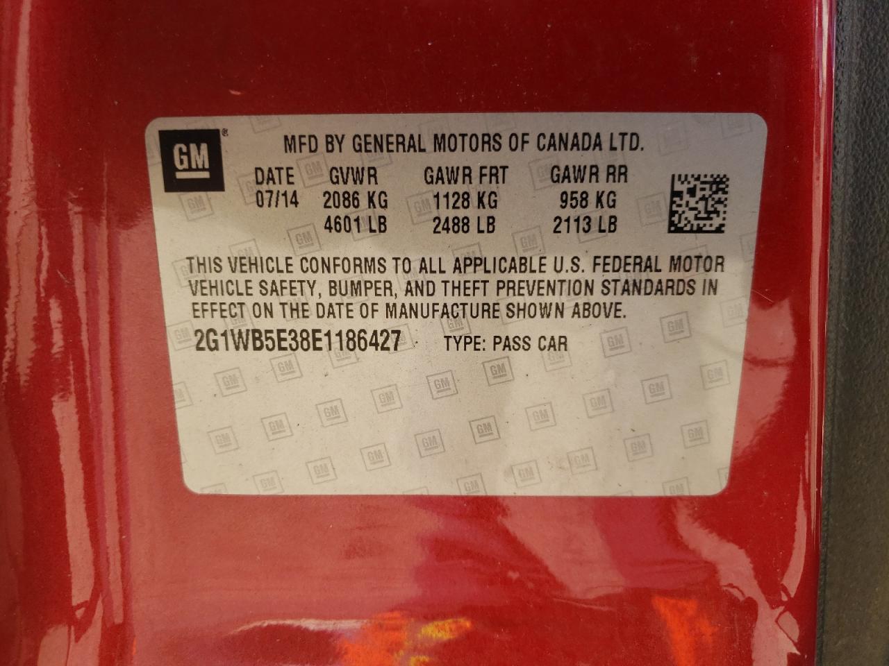 2014 Chevrolet Impala VIN 2G1WB5E38E1186427 Copart auction photo, all over / undercarriage damage thumbnail 13
