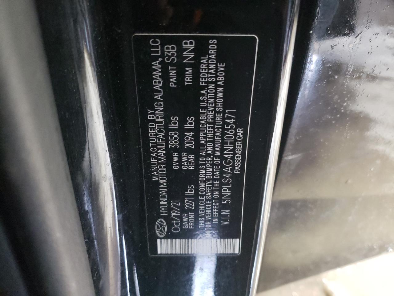 2022 Hyundai Elantra VIN 5NPLS4AG4NH065471 Copart auction photo, front end damage thumbnail 14