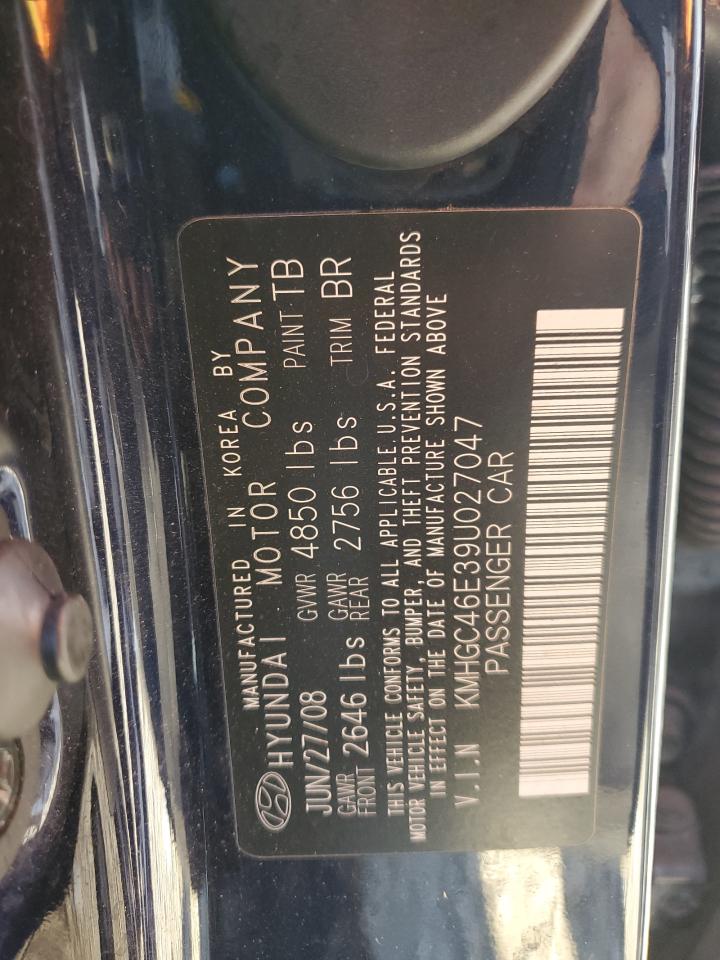 2009 Hyundai Genesis VIN KMHGC46E39U027047 Copart auction photo, front end / side damage thumbnail 12