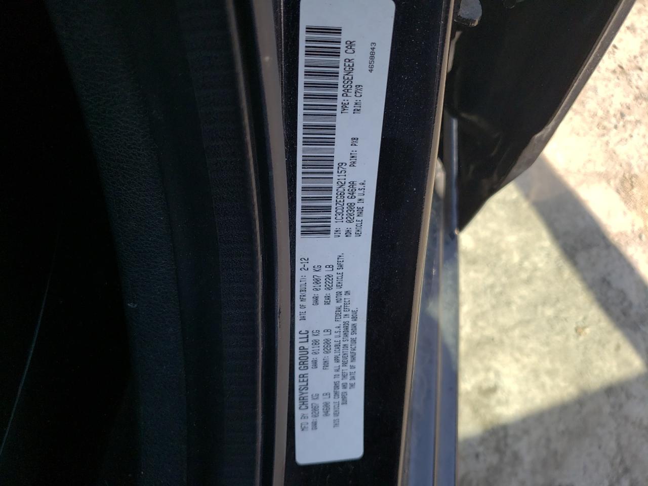 2012 Dodge Avenger VIN 1C3CDZEG6CN211579 Copart auction photo, normal wear / minor dent/scratches damage thumbnail 12