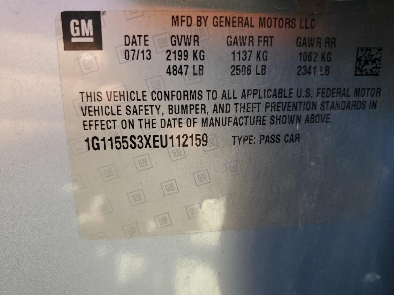 2014 Chevrolet Impala VIN 1G1155S3XEU112159 Copart auction photo, front end damage thumbnail 14