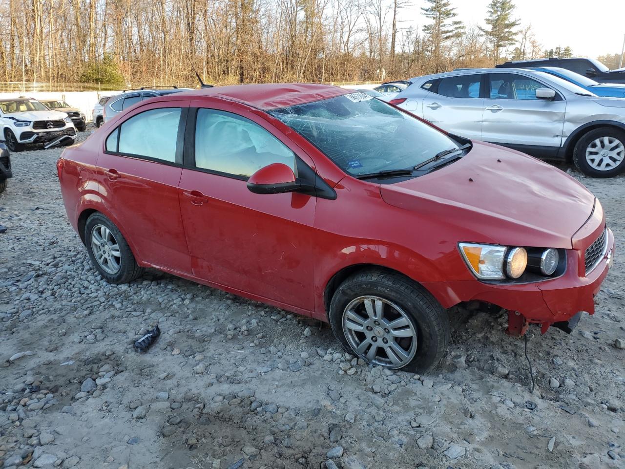 2012 Chevrolet Sonic VIN 1G1JB5SH4C4132537 Copart auction photo, front end / side damage thumbnail 4