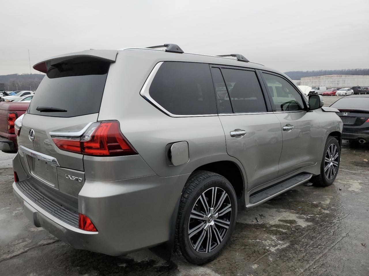 2021 Lexus LX VIN JTJFY7AX3M4344084 Copart auction photo, front end / side damage thumbnail 3