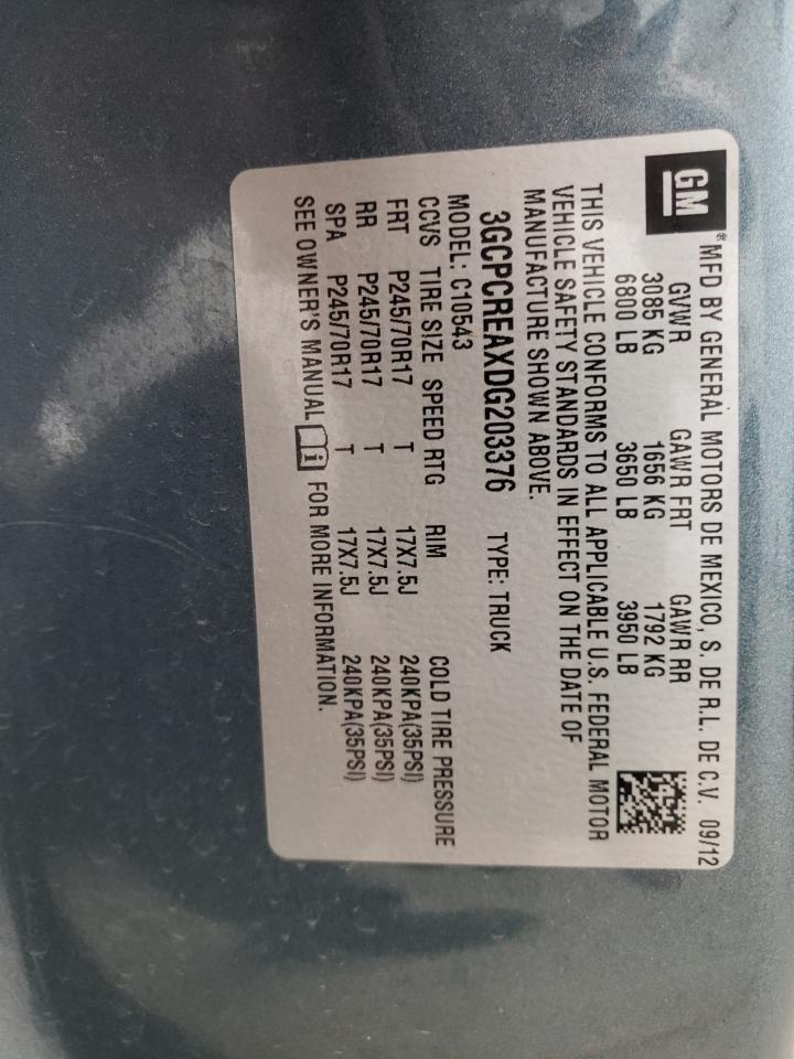 2013 Chevrolet Silverado VIN 3GCPCREAXDG203376 Copart auction photo, side damage thumbnail 12