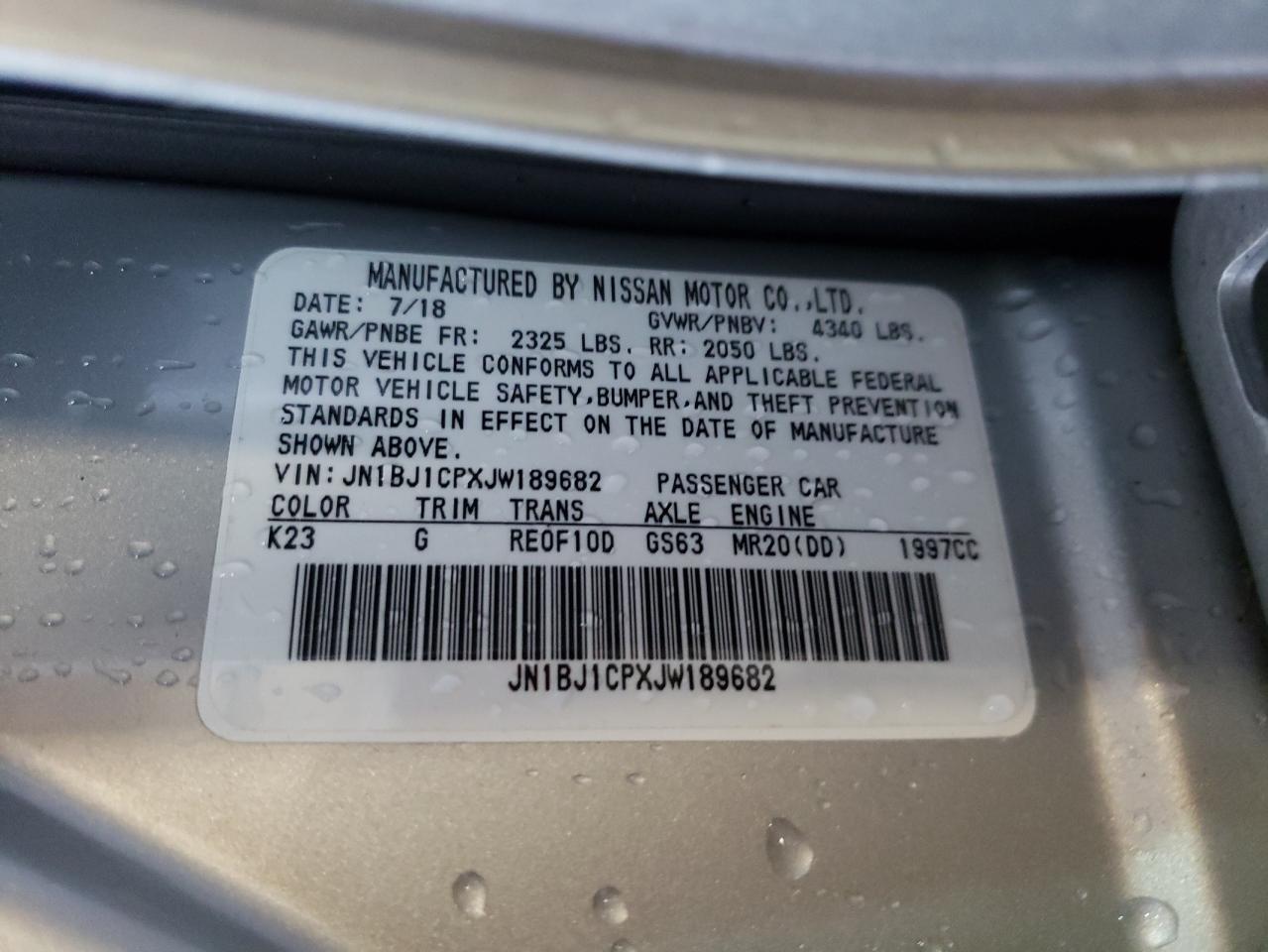 2018 Nissan Rogue VIN JN1BJ1CPXJW189682 Copart auction photo, rear end damage thumbnail 14