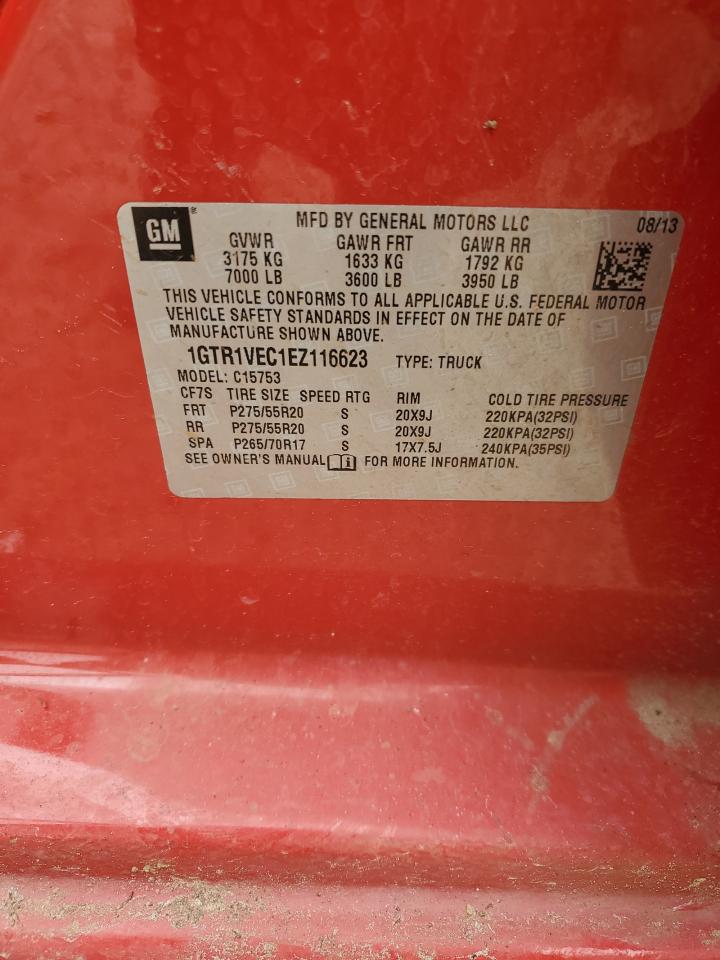 2014 GMC Sierra VIN 1GTR1VEC1EZ116623 Copart auction photo, front end damage thumbnail 12