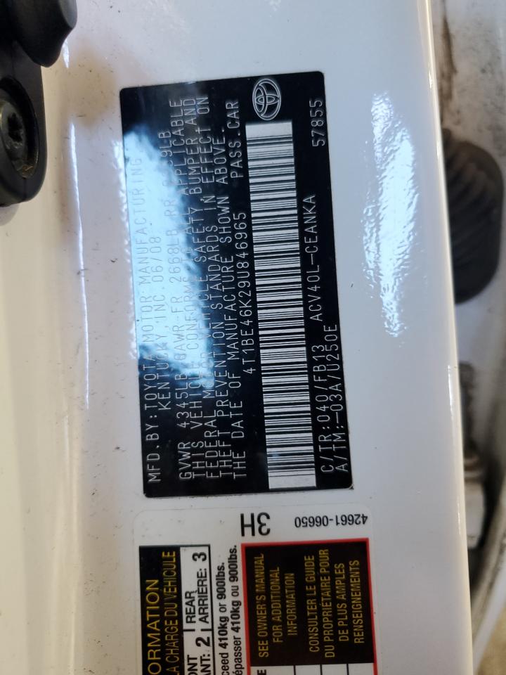 2009 Toyota Camry VIN 4T1BE46K29U846965 Copart auction photo, all over damage thumbnail 12