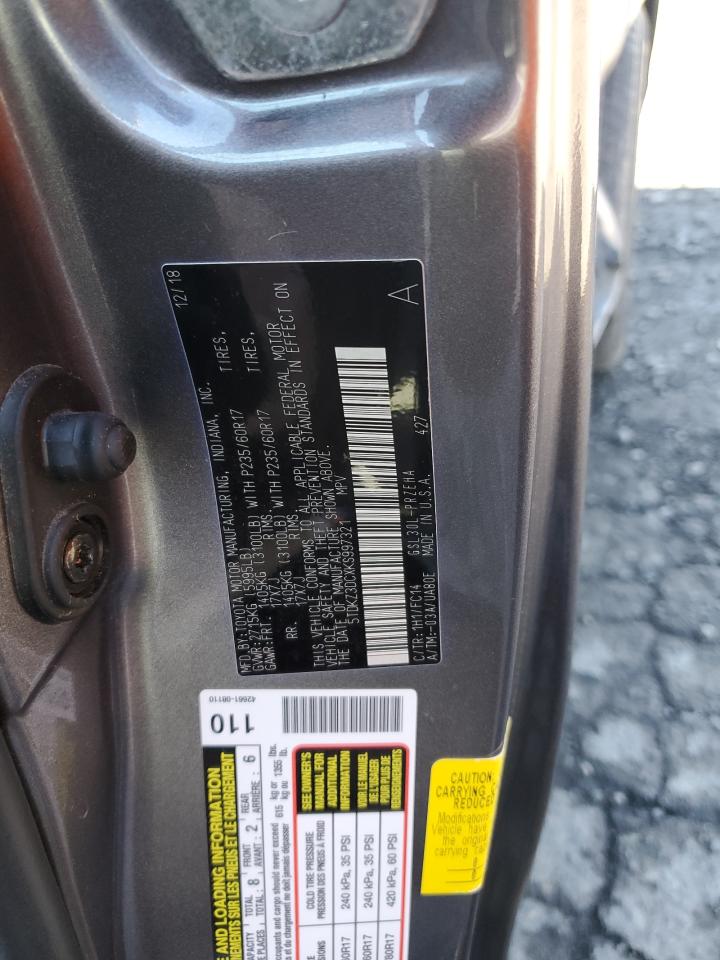 2019 Toyota Sienna VIN 5TDKZ3DCXKS997321 Copart auction photo, undercarriage / side damage thumbnail 12