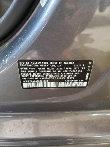 2015 Volkswagen Passat VIN 1VWAT7A34FC081361 Copart auction photo, burn - engine damage thumbnail 12