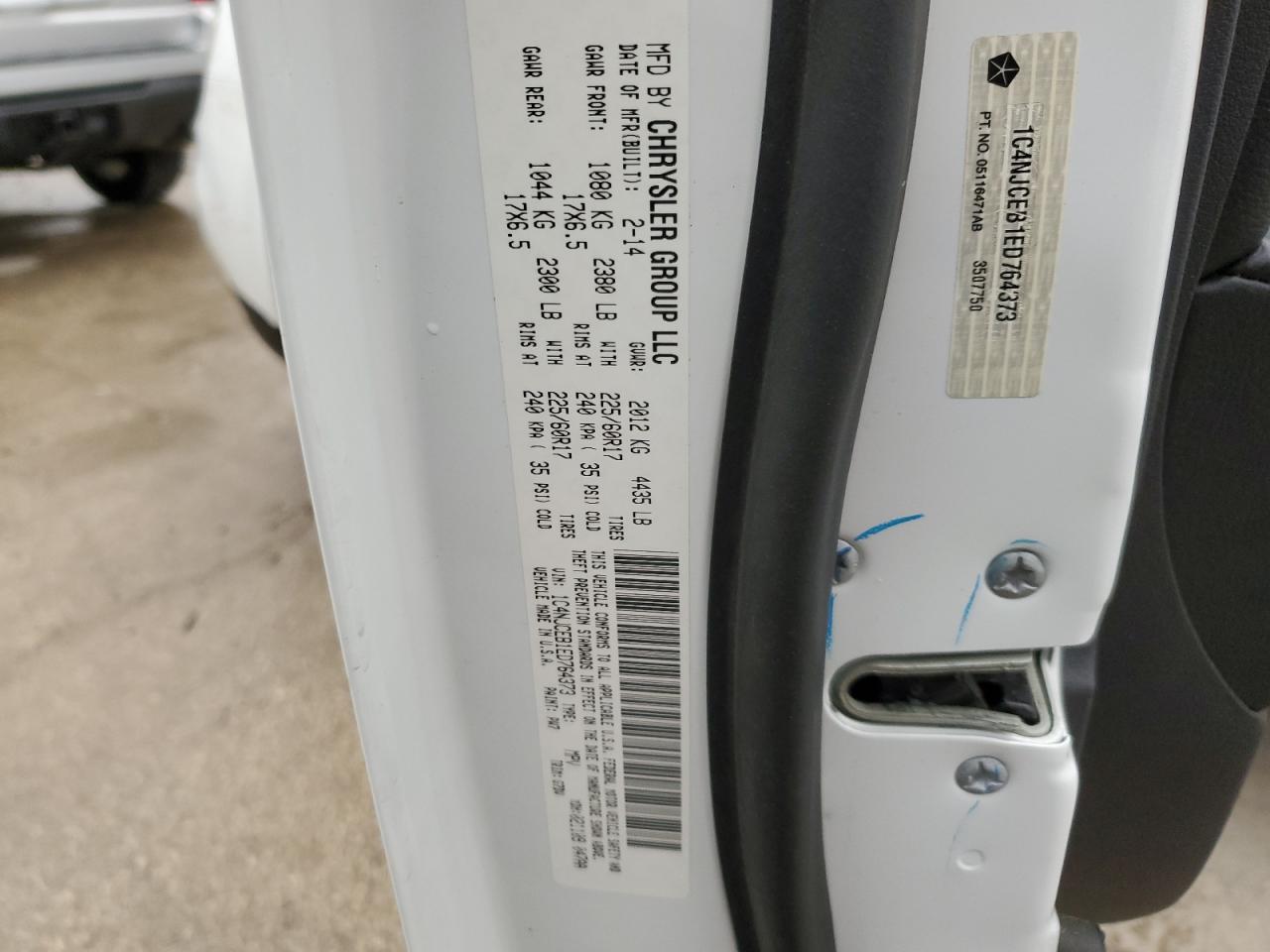 2014 Jeep Compass VIN 1C4NJCEB1ED764373 Copart auction photo, rear end damage thumbnail 13